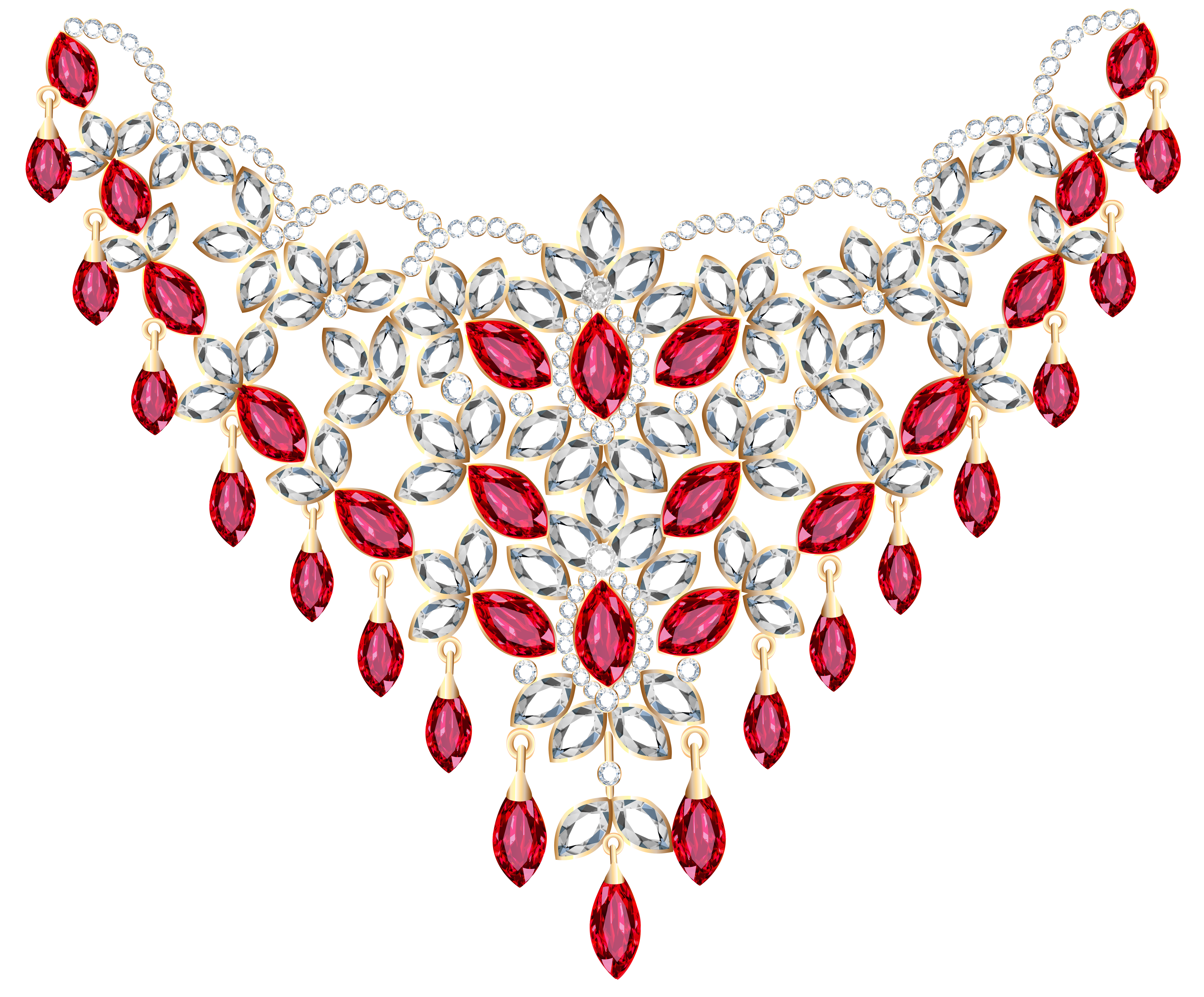 Transparent Diamond and Ruby Necklace PNG Clipart