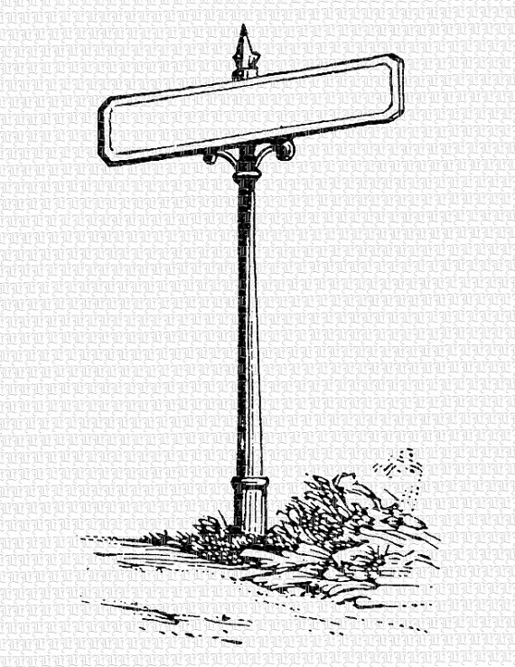 Blank Street Signs Black And White Clipart