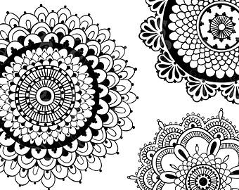 Items similar to Floral Henna Pattern, black and white, matte 