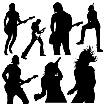 Vector Set: Band, Music, and Rockstar Silhouettes, Clipart 