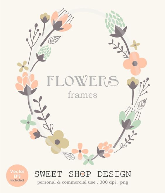 Flower Border Clip Art Frames Wedding Clip Art by SweetShopDesign 