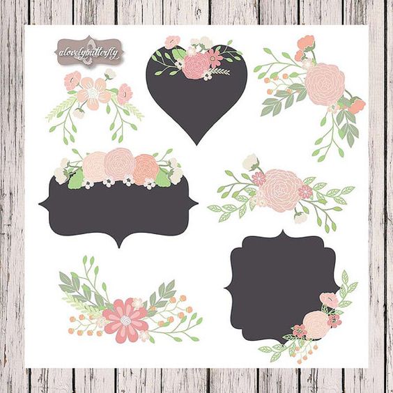 Wedding Flower Clipart Rustic, shabby chic clipart, rose blush red 