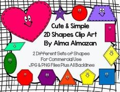Cute  Simple 2D Shapes Clip Art by Alma Almazan 