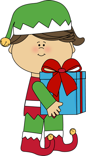 Christmas Girl With Present Clipart 