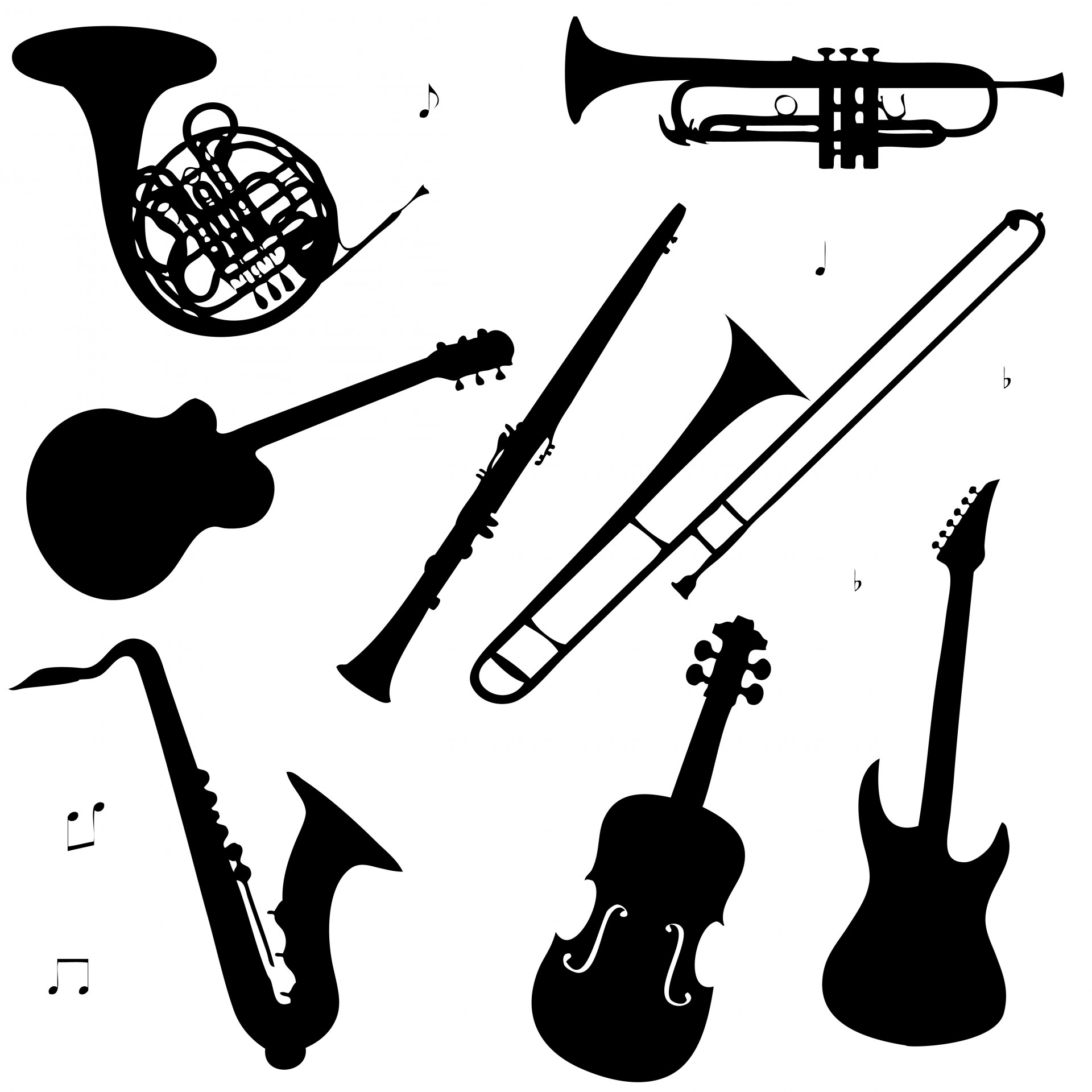 music instrument clipart black and white cross