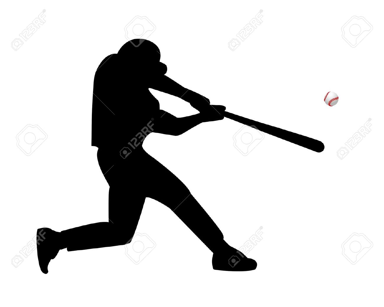 Black and white baseball player clipart 