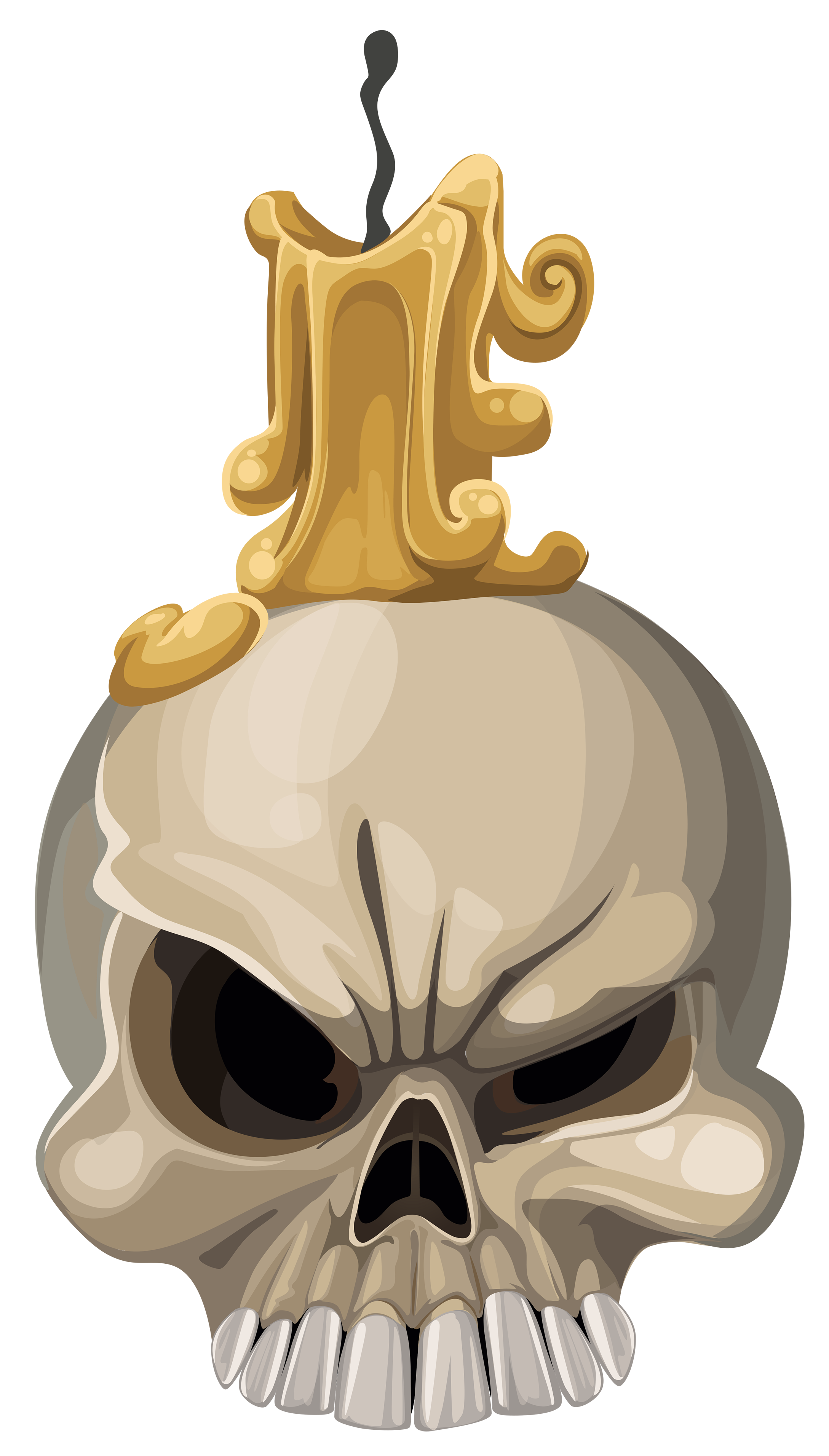 Halloween Skull with Candle PNG Clipart Image 