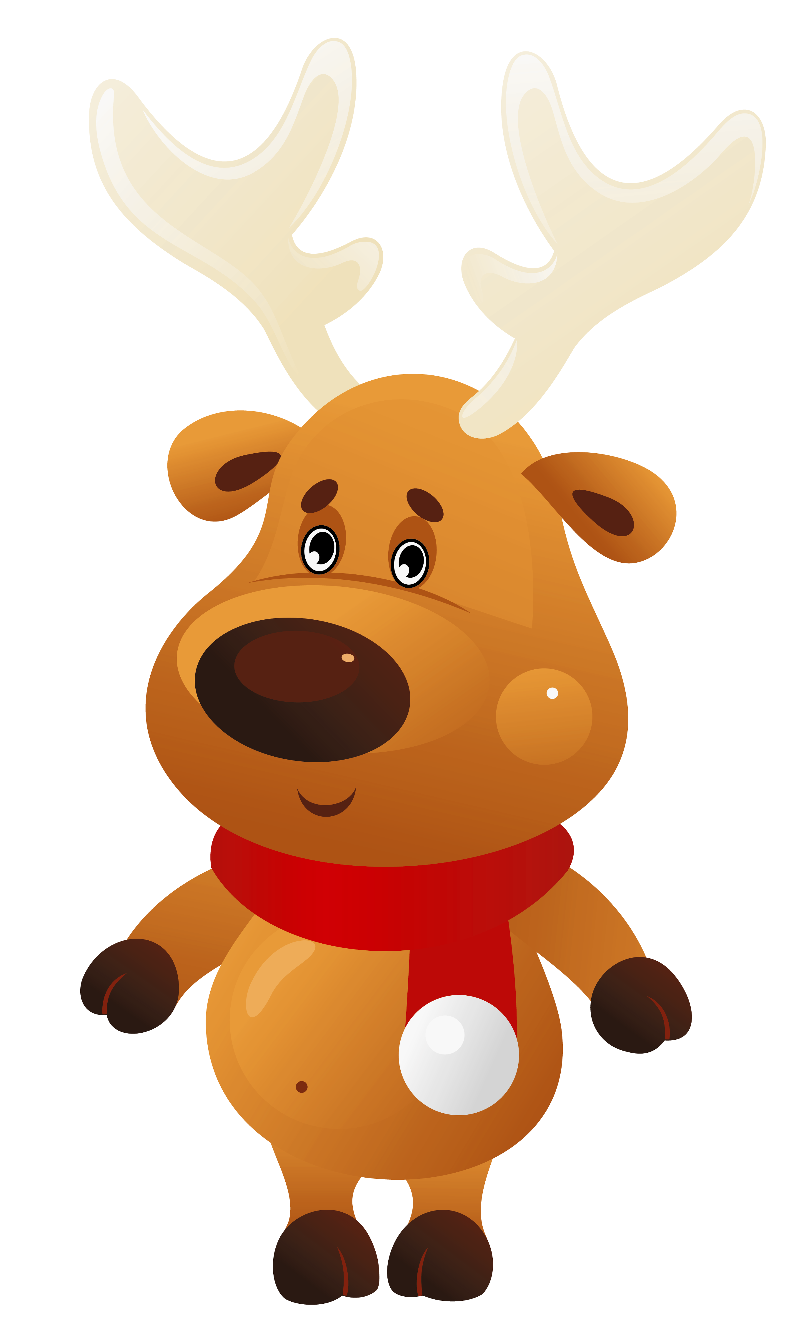 Cute Christmas Reindeer with Red Scarf PNG Clipart 