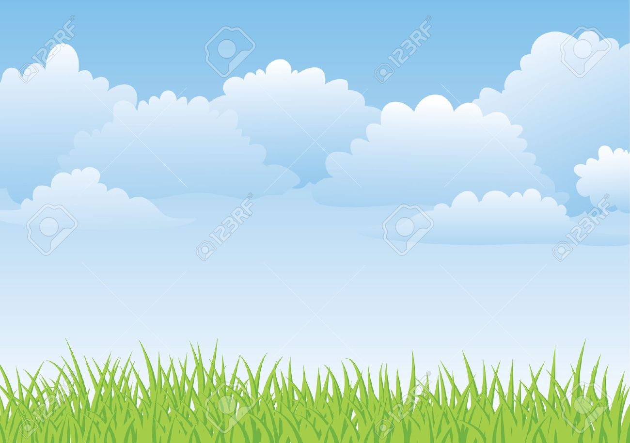 cartoon grass and clouds background - Clip Art Library