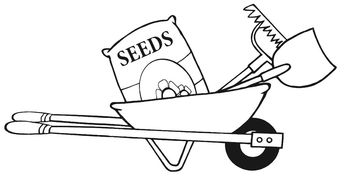 705 Simple Wheelbarrow Coloring Page for Adult