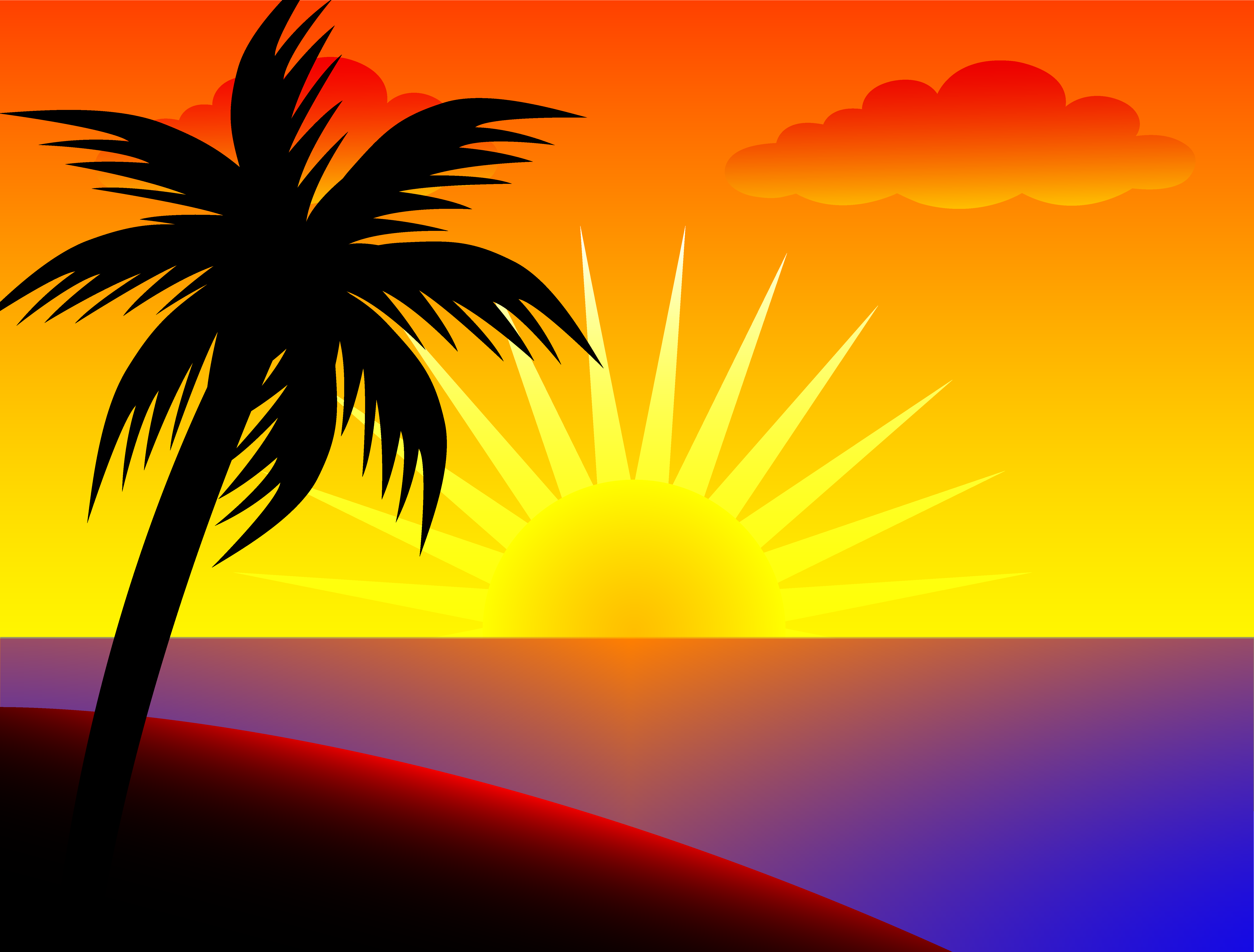 Beach Sunset Drawing Clip Art Vector Sunset Beach Png Download