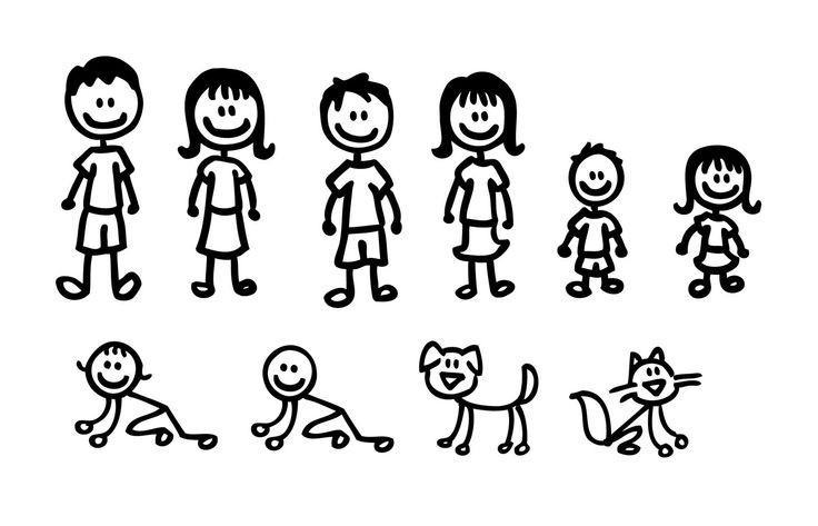 Stick family silhouette clipart dog 