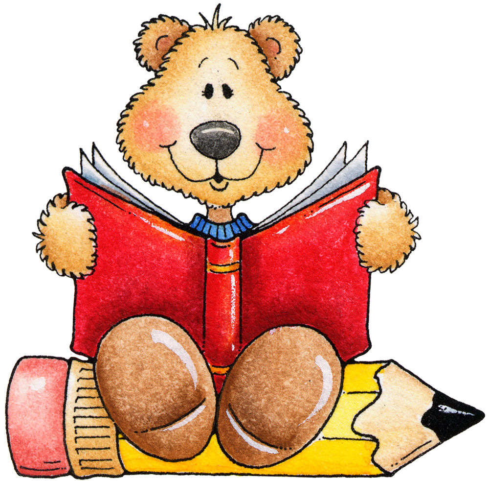 Cute animals reading clipart 