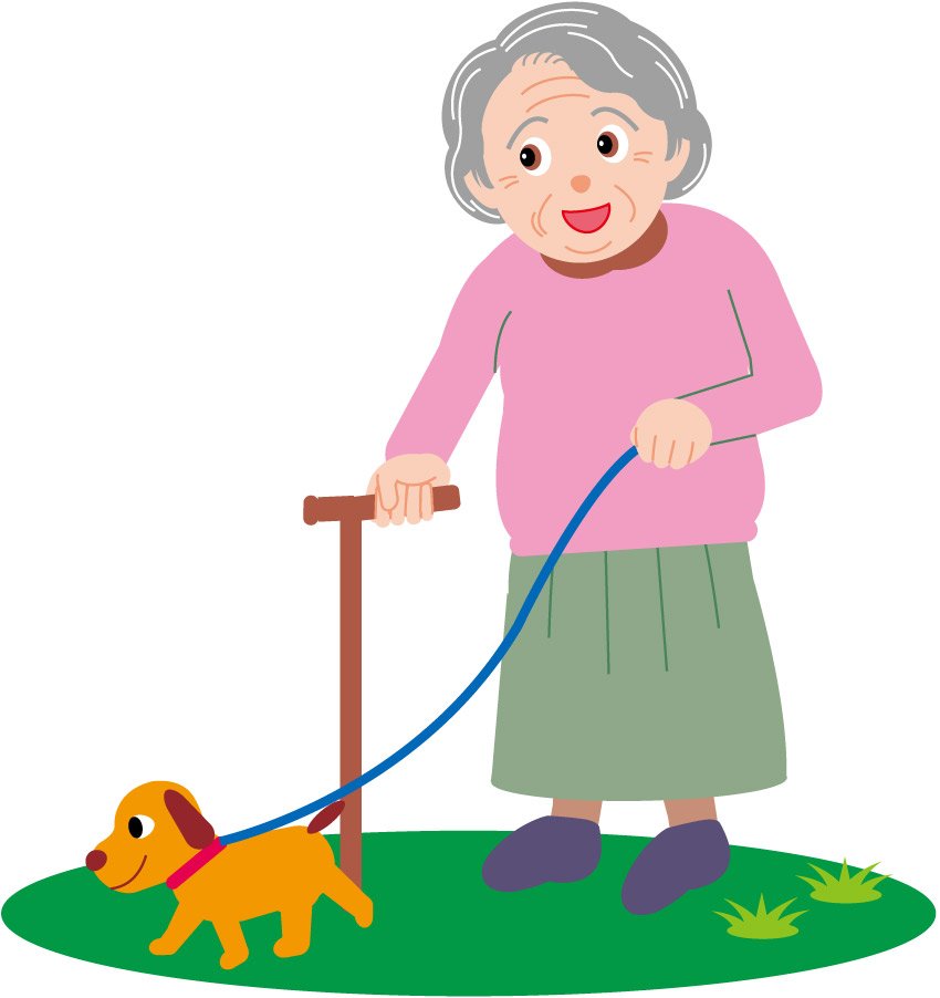 old lady with dog cartoon - Clip Art Library