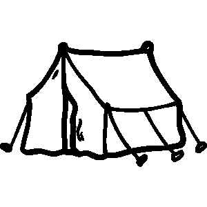 Camping Tent Black And White Clipart 