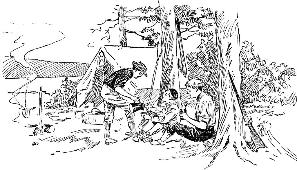 Family Camping Black And White Clipart 