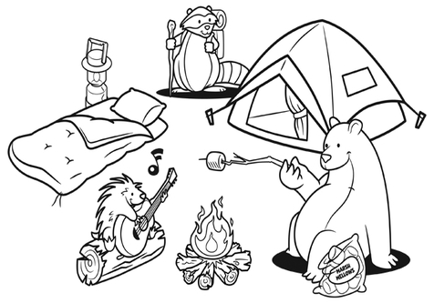 Rv Camping Cartoon Scenes For Coloring Books coloring page 