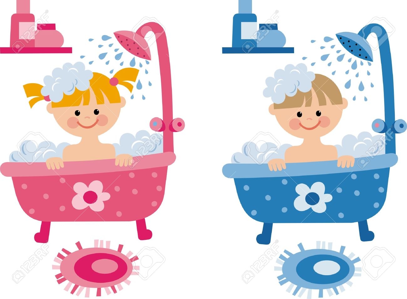 Bathing Children Clipart 