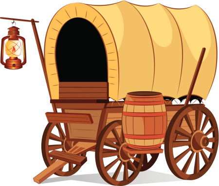 Horse and covered wagon clipart 
