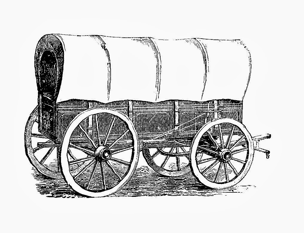 Free Covered Wagon Digital Stamps Antique Covered Wagon Graphic 