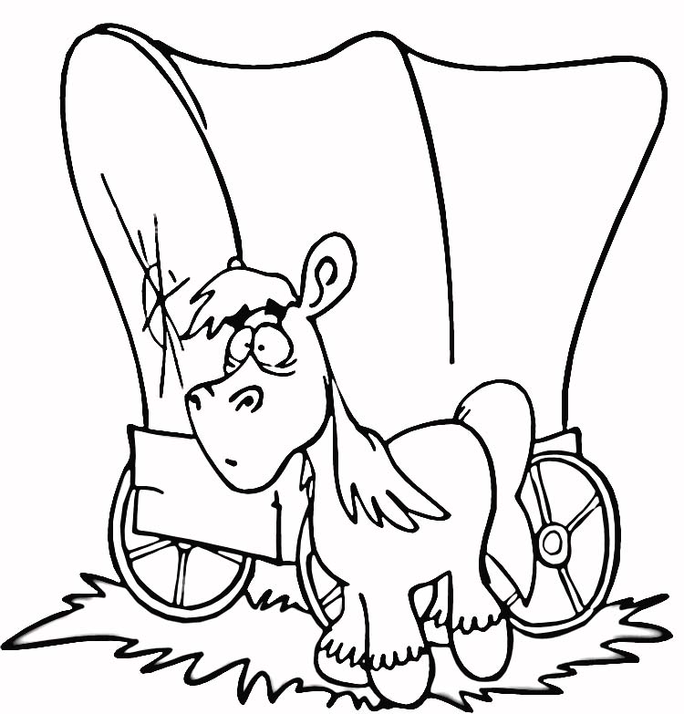 Horses Coloring Page and Wagon, covered wagon coloring pages for 