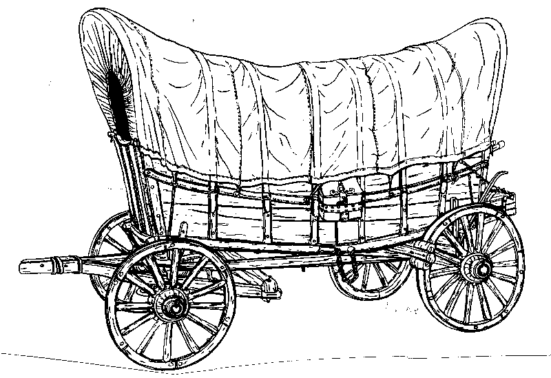 Pioneer Covered Wagon Coloring Page 