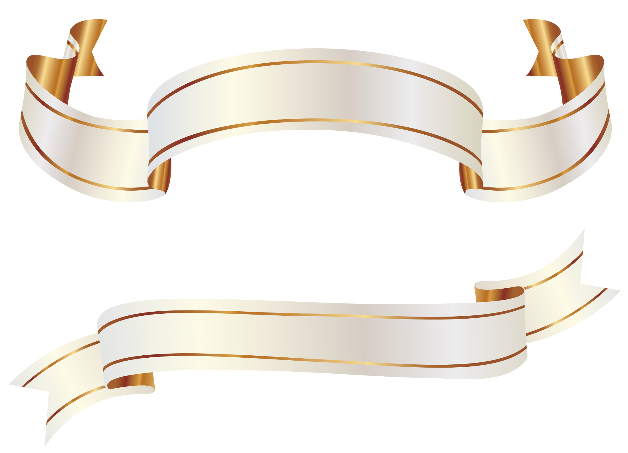 White and Gold Banners PNG Clipart Picture 