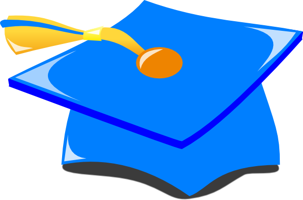 Blue Graduation Hat And Gold Tassels Clipart 