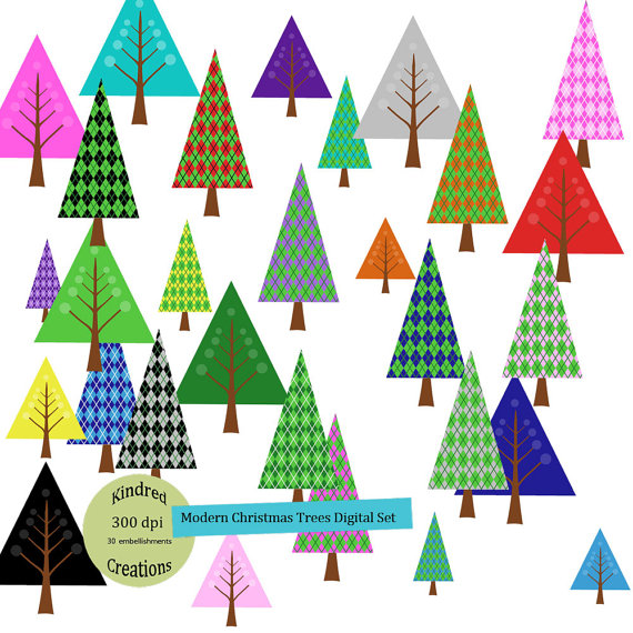 Modern Christmas Tree Clipart 