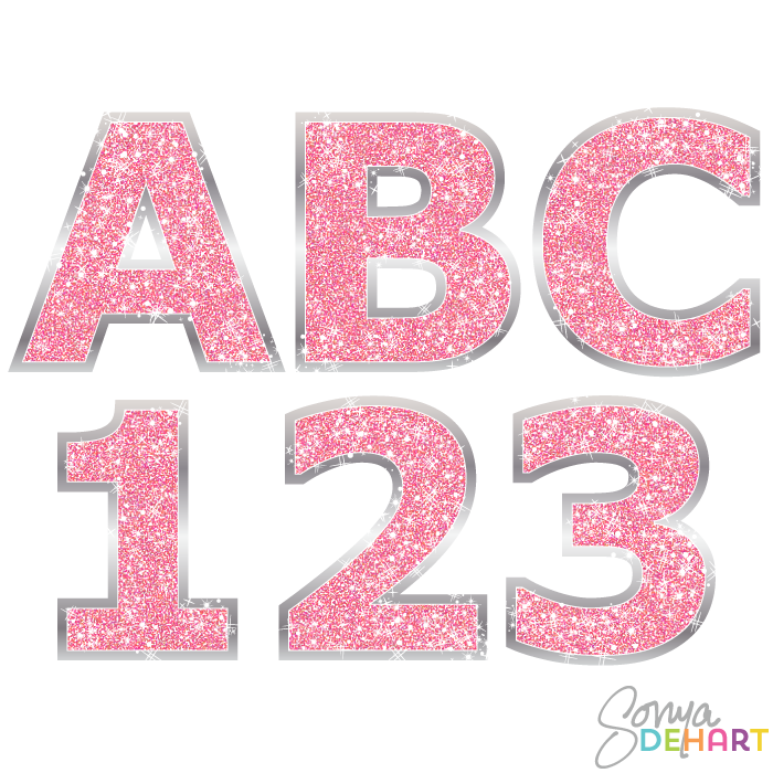 Light Pink Glitter Letter Clip Art, Princess Alphabet Clipart, Pink 