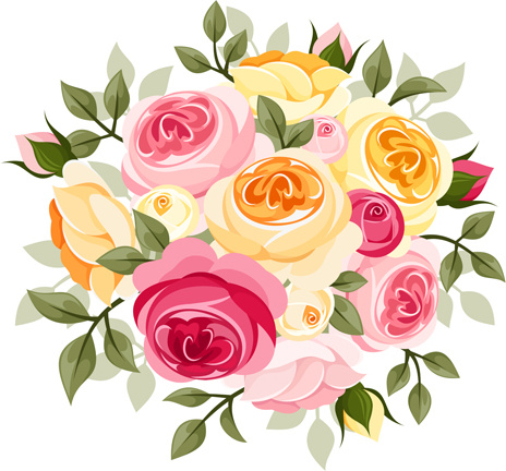 Pink glossy tulip flower bouquet vector art illustration Free 