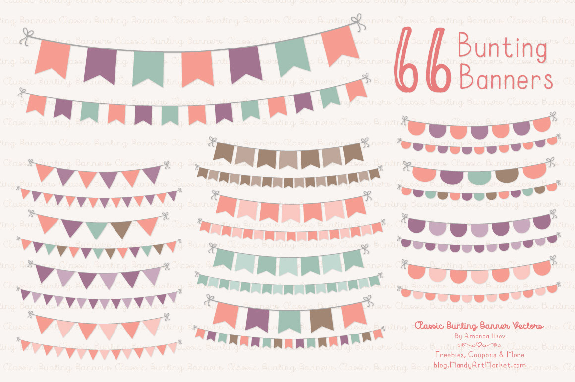 Classic Bunting Banner Clipart in Vintage Girl � Mandy Art Market 