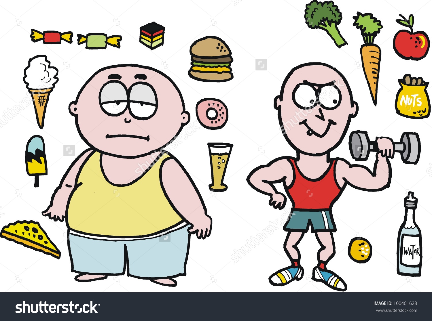 healthy and junk food cartoon - Clip Art Library