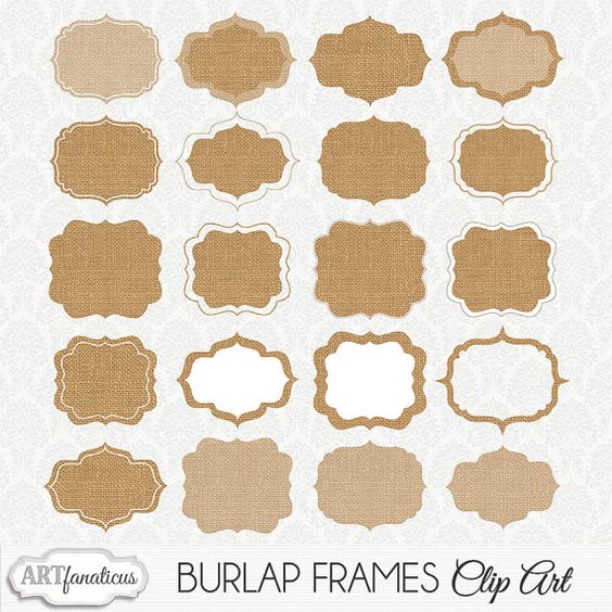 Clipart BURLAP FRAMES CLIPART 20 shabby chic, burlap, rustic 