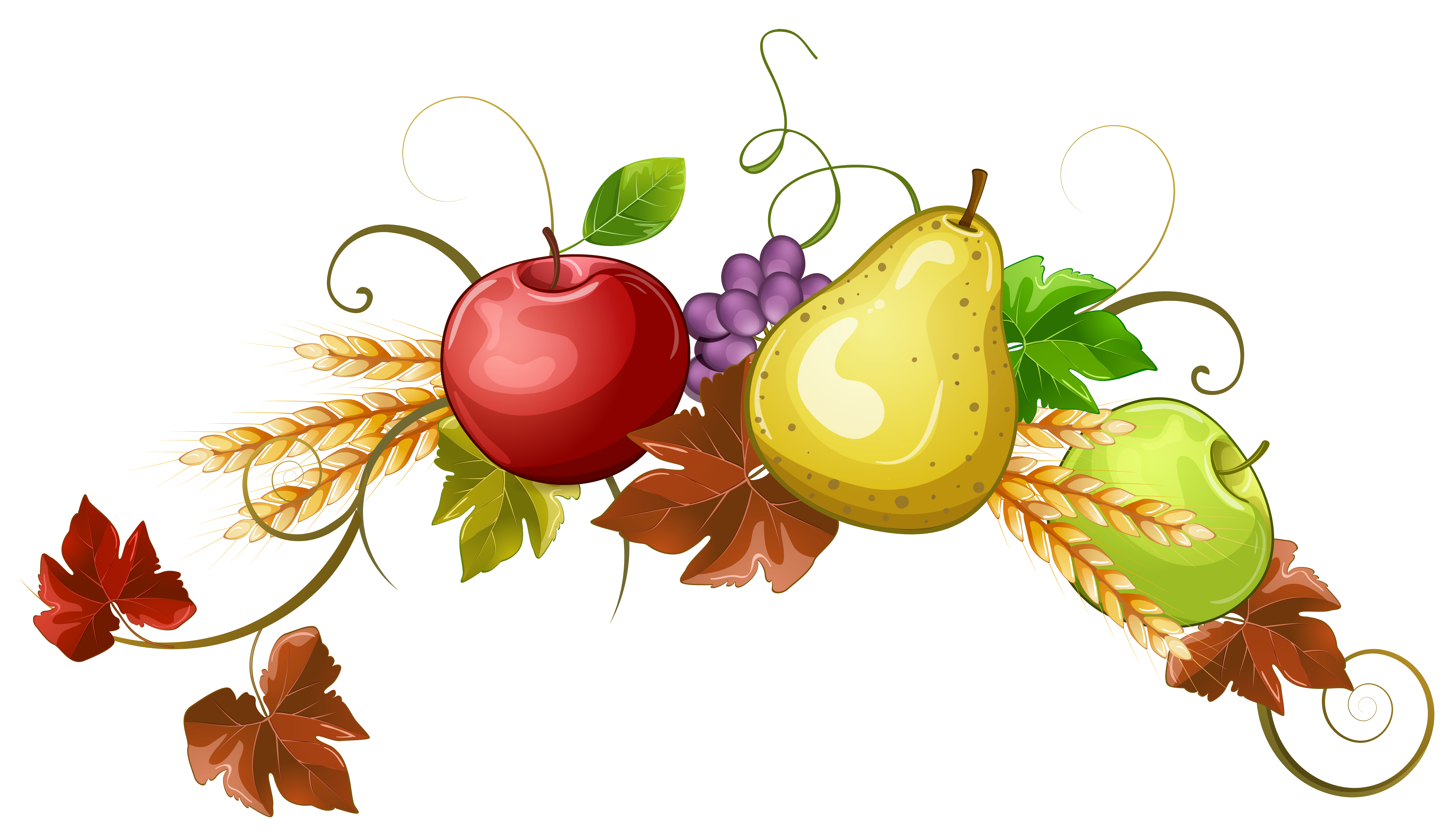 Autumn Fruits Decoration Clipart PNG Image 