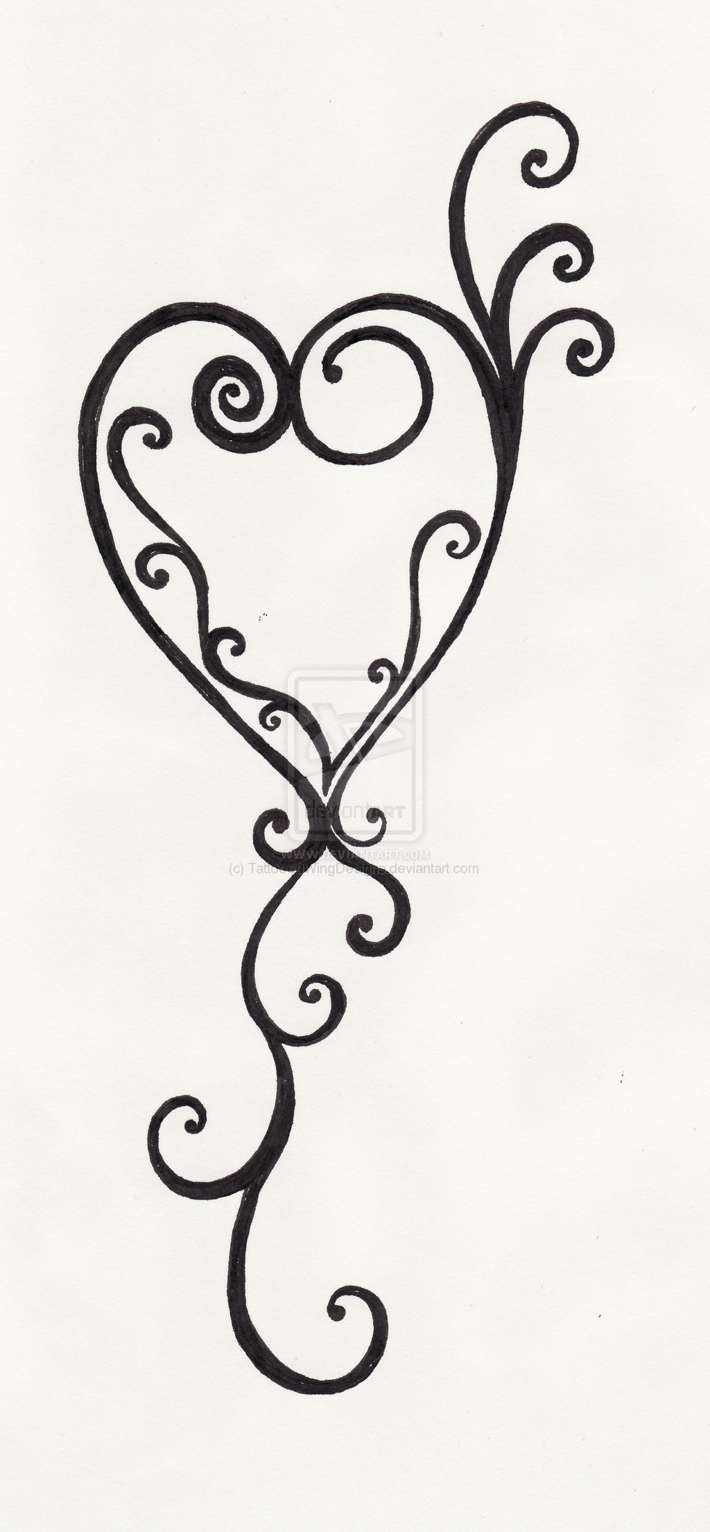 Swirly Heart Tattoos 