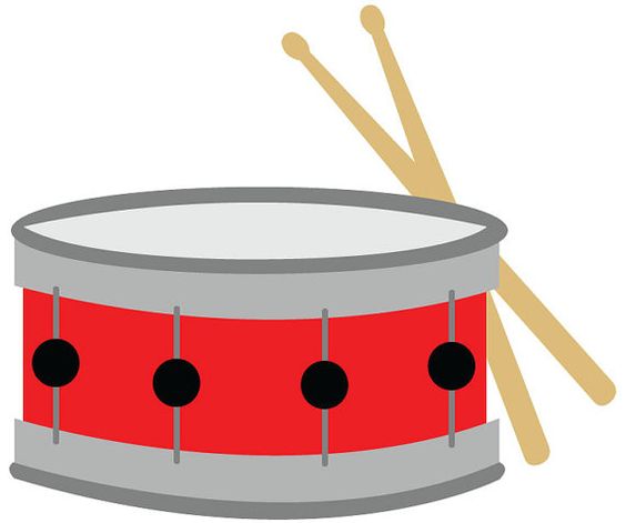 Snare Drum Clip Art/ Red Snare Drum with Drumsticks Vector 