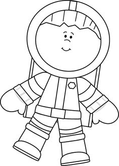 Astronaut Black And White Clipart 