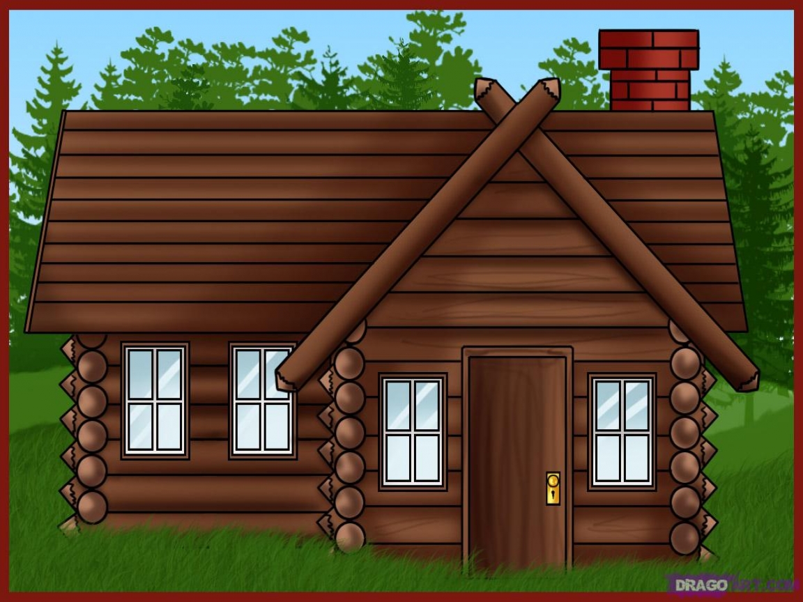 log cabin drawing - Clip Art Library