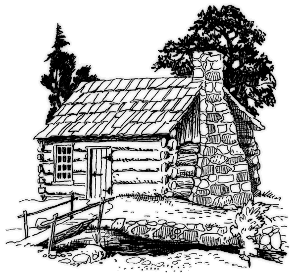 Log Cabin Black White Clipart 