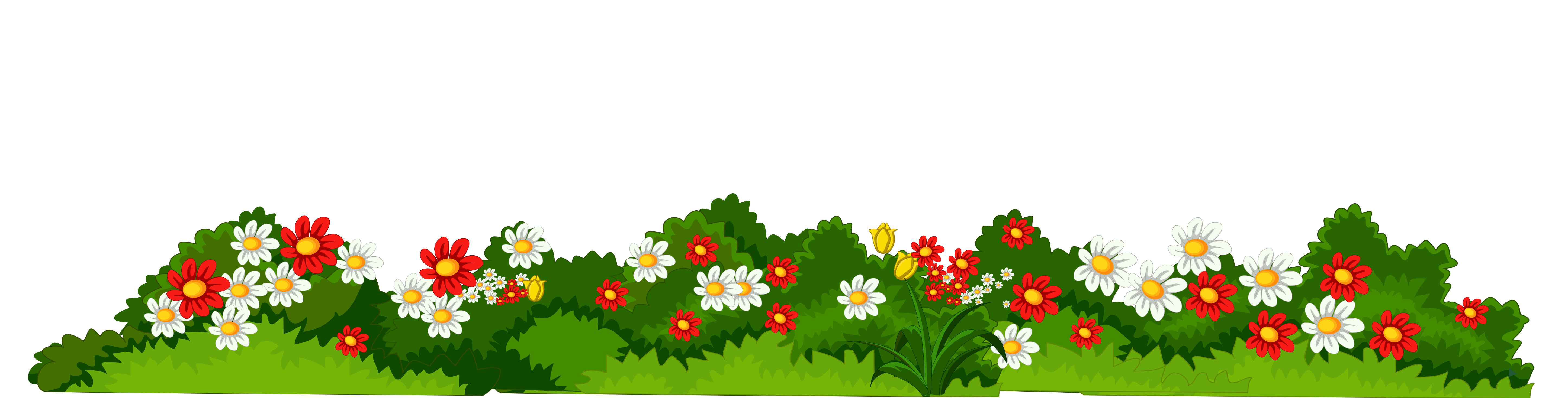 Flowers with Grass Transparent PNG Clipart 