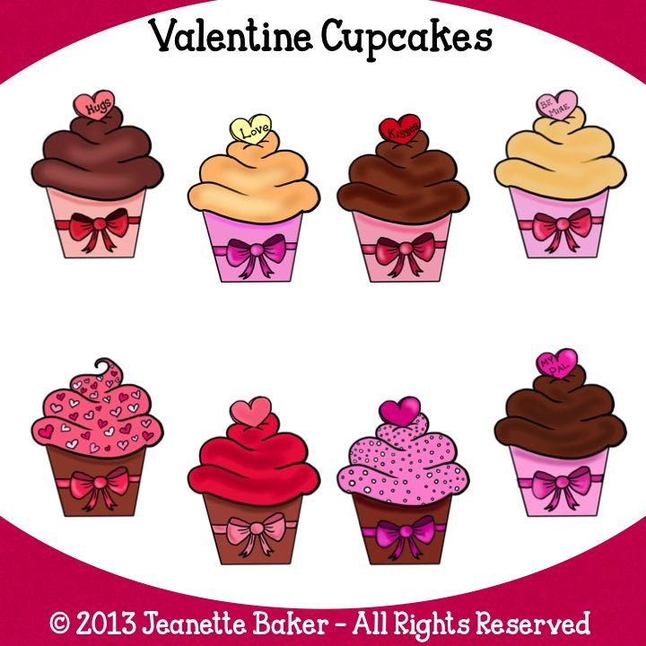 Valentines cupcakes in class clipart 