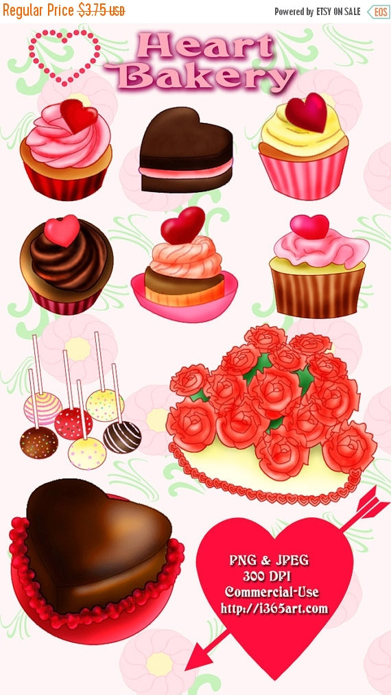 Valentine day chocolate cupcakes clipart 