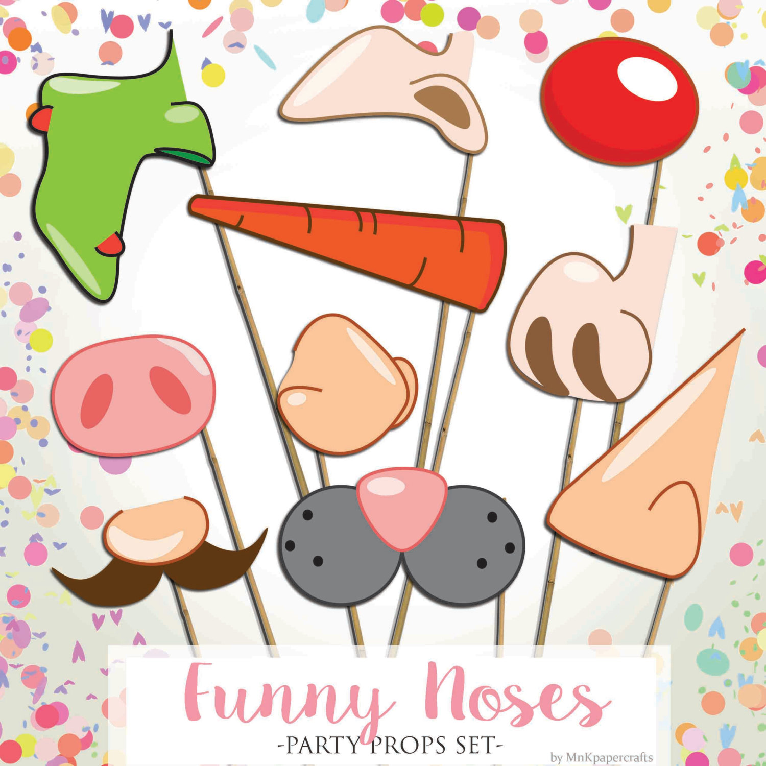 Funny Noses Printable Party Props Set Photo by MnKpapercrafts 