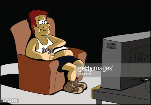Watching tv at night clipart 