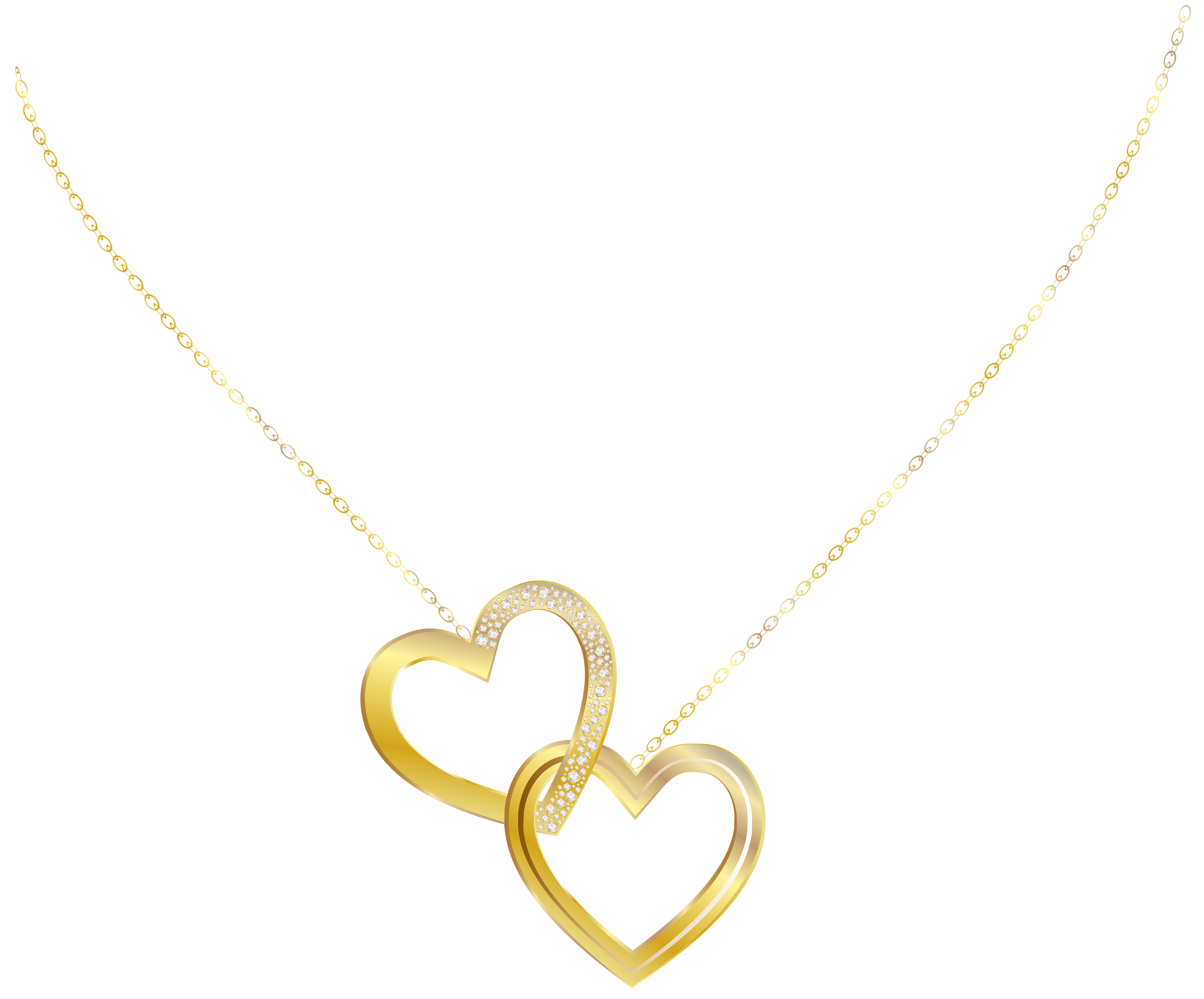 Gold Heart Necklace PNG Clip Art Image 