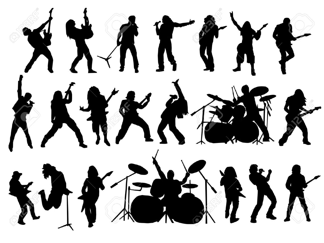 Rock band silhouette clipart 