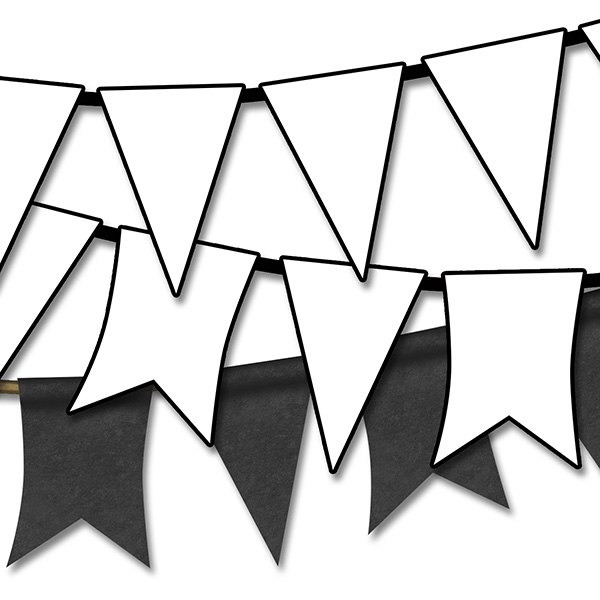 Black and white pennant banner clipart 