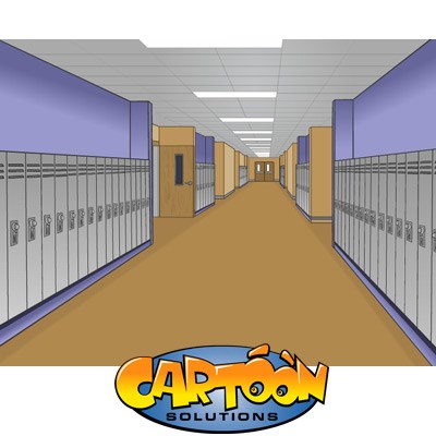 high school hallway drawing