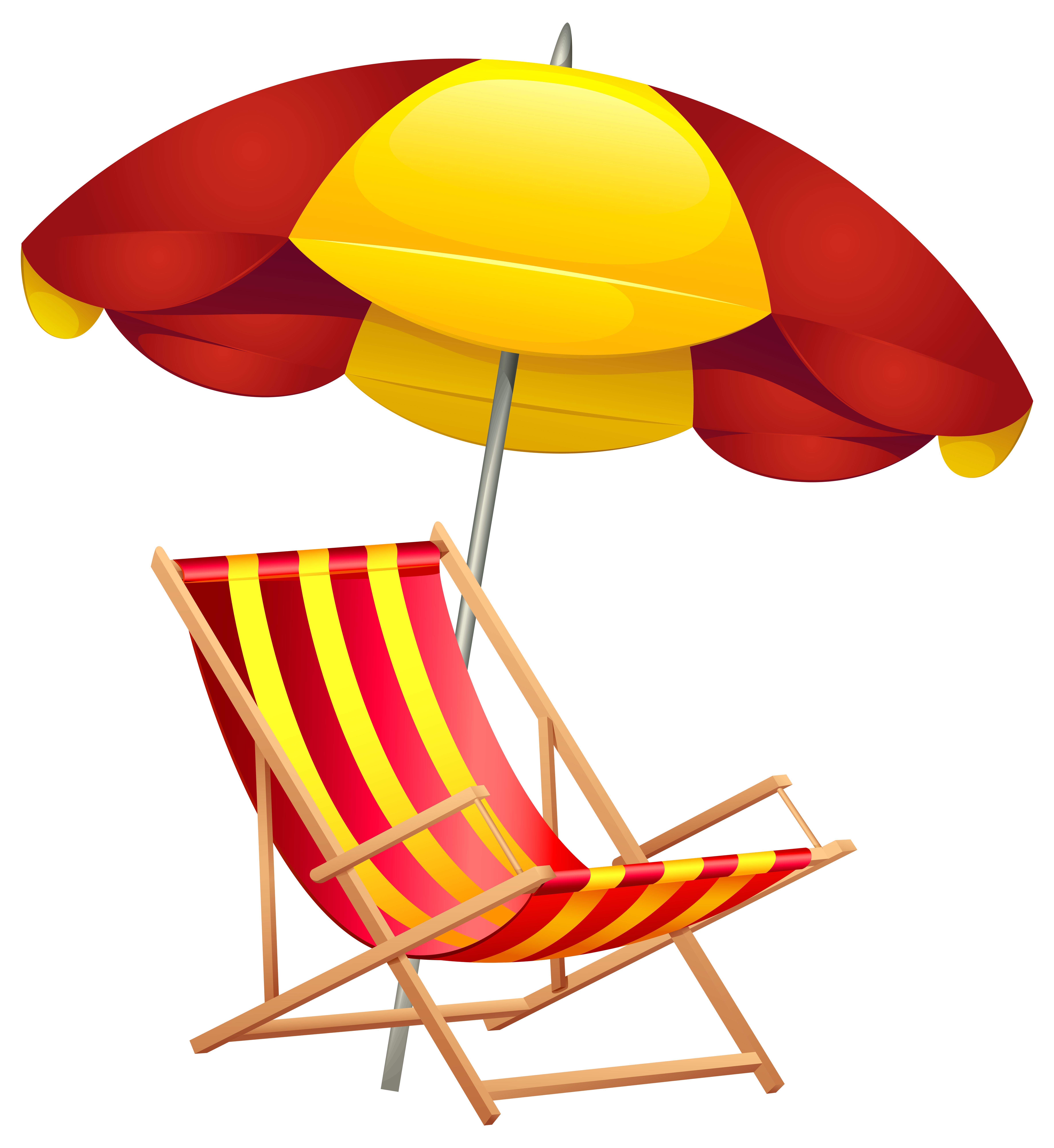 Beach Chair and Umbrella PNG Clip Art Image 